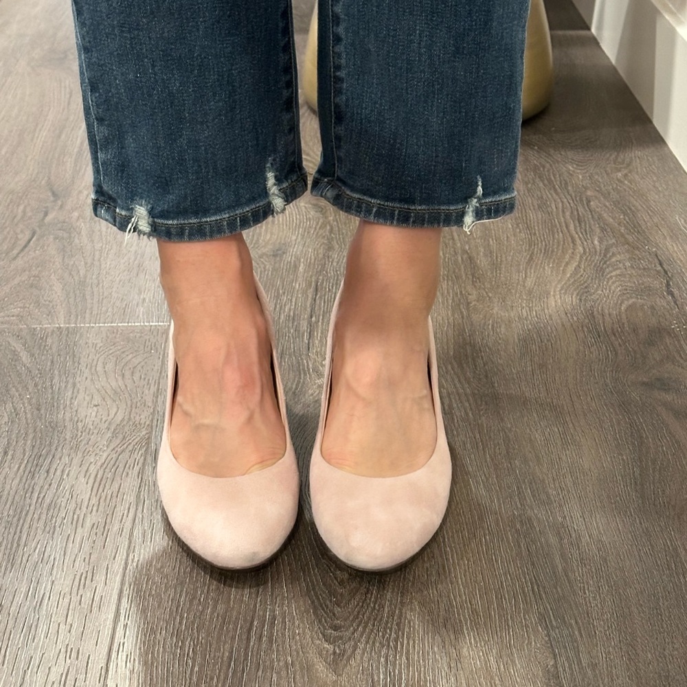 J Crew pink suede pumps